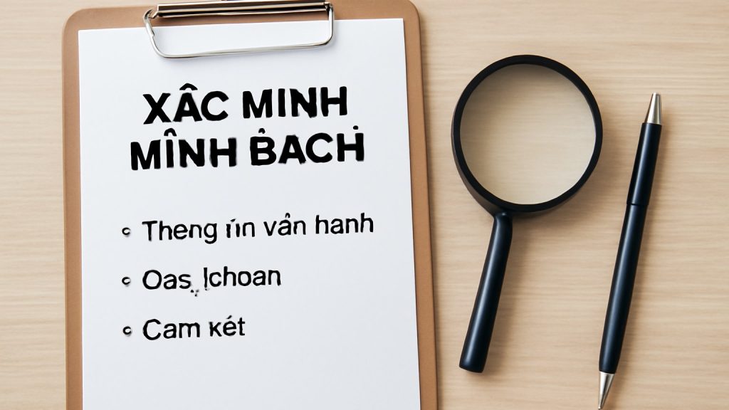 1) Xác minh minh bạch: thông tin vận hành, điều khoản và cam kết Minh họa: 1) Xác minh minh bạch: thông tin vận hành, điều khoản và cam kết